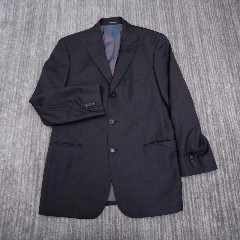 Hugo Boss Rossellini Movie U Blazer Mens 40R Navy Blue Virgin Wool 3 Button Suit